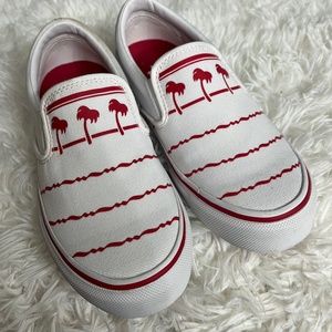 Vans Kids Shoes Red and White Palm Tree Design